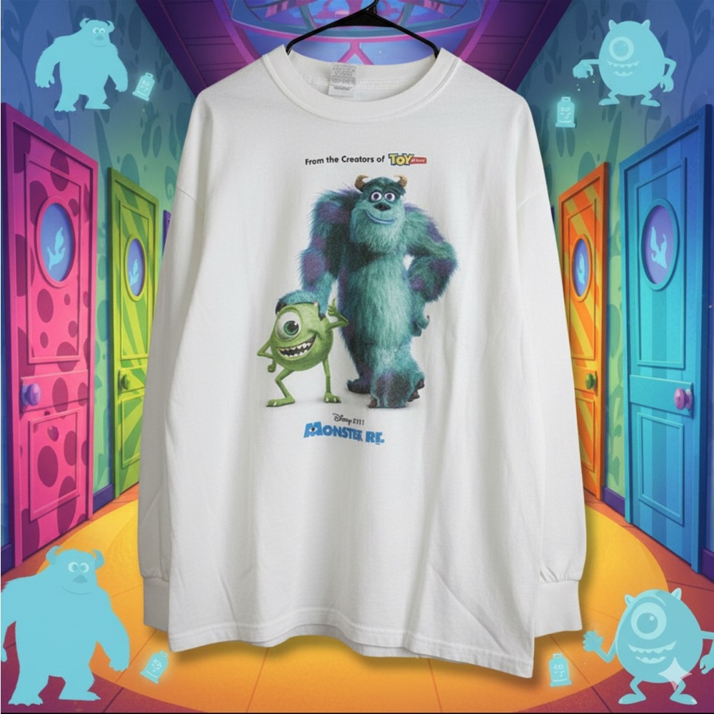 Disney Pixar Monster’s Inc Movie Release Long Sleeve Tee Vintage Sully Mike Rare